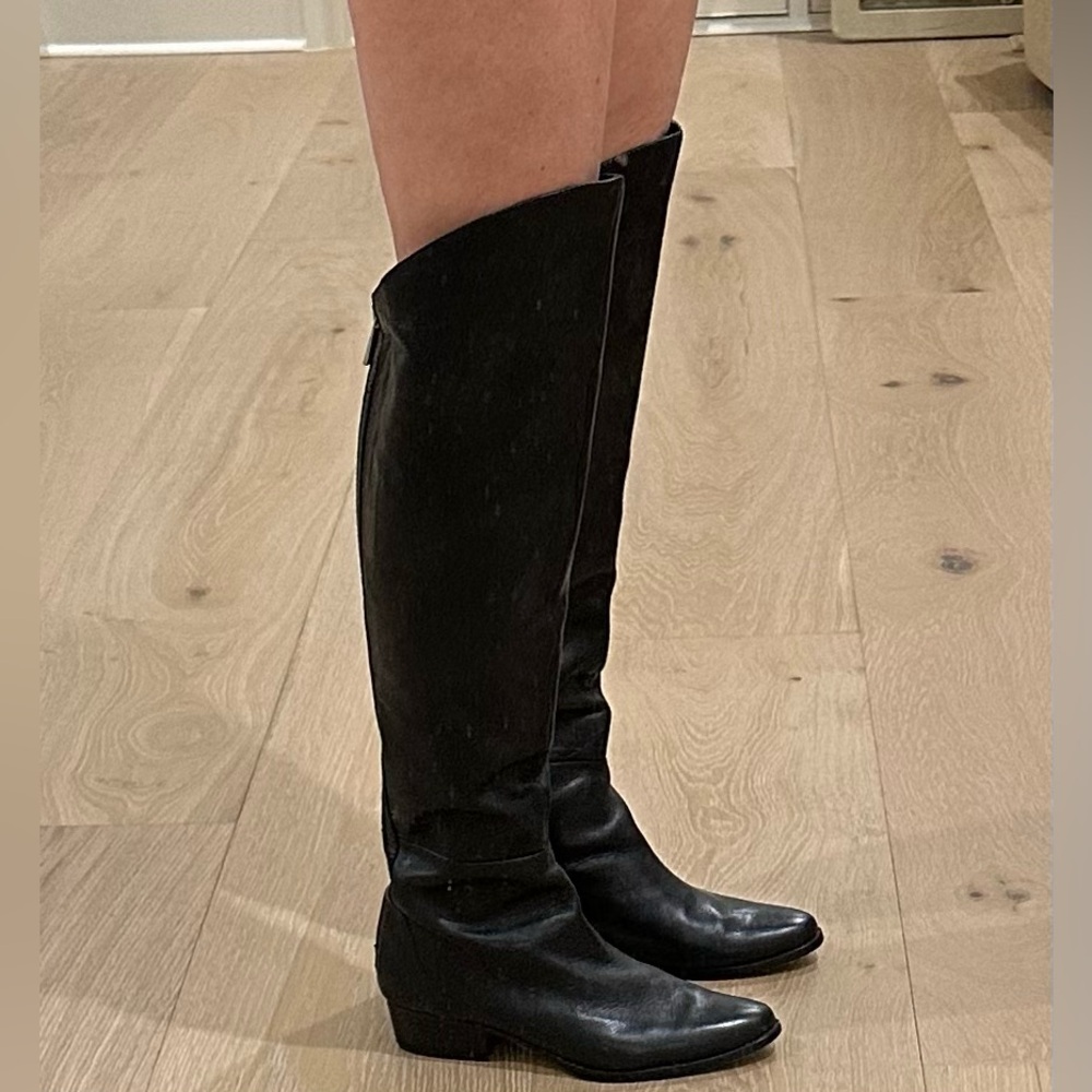 Dolce Vita over the knee black leather boots